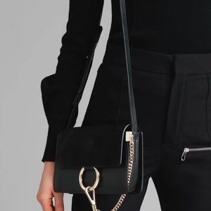 chloe faye mini crossbody black silver